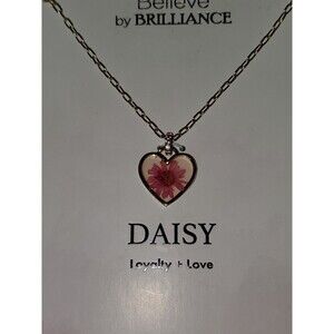 Believe by Brilliance Heart Pendant Necklace 14KT Gold Flash Genuine Flowers 16…